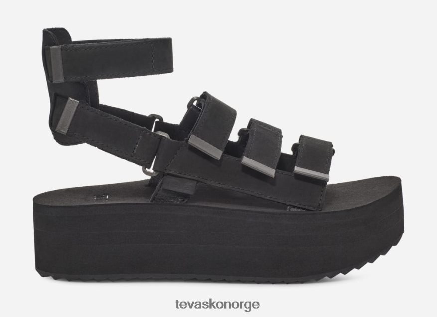 Teva flatform mevia-skinn for kvinnerPJ64Z480 svart